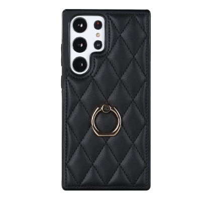 Phone Case for Samsung Galaxy S23/S23 Plus/S23 Ultra, Shock-Resistant Leather Case with Ring Holder, Anti-Fingerprint, Black, S23 Plus