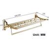 ALINZO Gold Folding Double Towel Rack with Hooks, Wall-Mounted, 50 cm view 2
