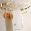 ALINZO Gold Folding Double Towel Rack with Hooks, Wall-Mounted, 50 cm view 4