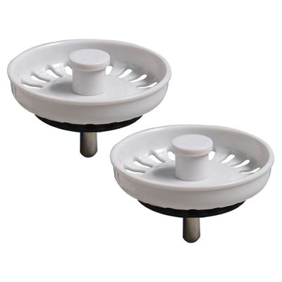 Kitchen Sink Drain Strainer, Stainless Steel, 74 mm, White, 2-Pack
