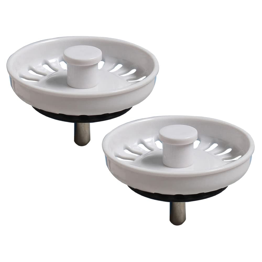 Kitchen Sink Drain Strainer, Stainless Steel, 74 mm, White, 2-Pack