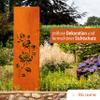 D&L Lasertec Rust-Finish Metal Garden Privacy Screen, 160 x 50 cm, Rose Flowers, incl. Ground Anchors view 2