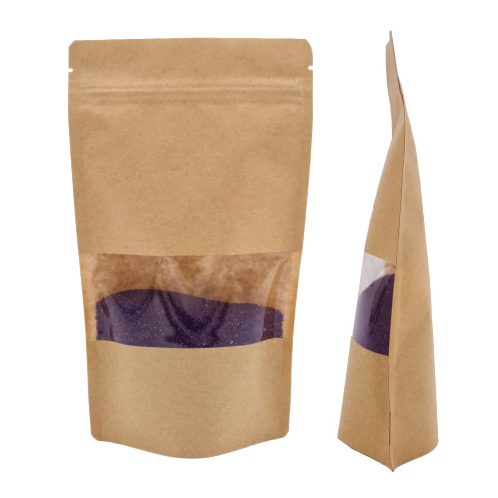 Lacers Kraft Paper Stand-Up Pouches with Window, Brown, 250 ml (1000)