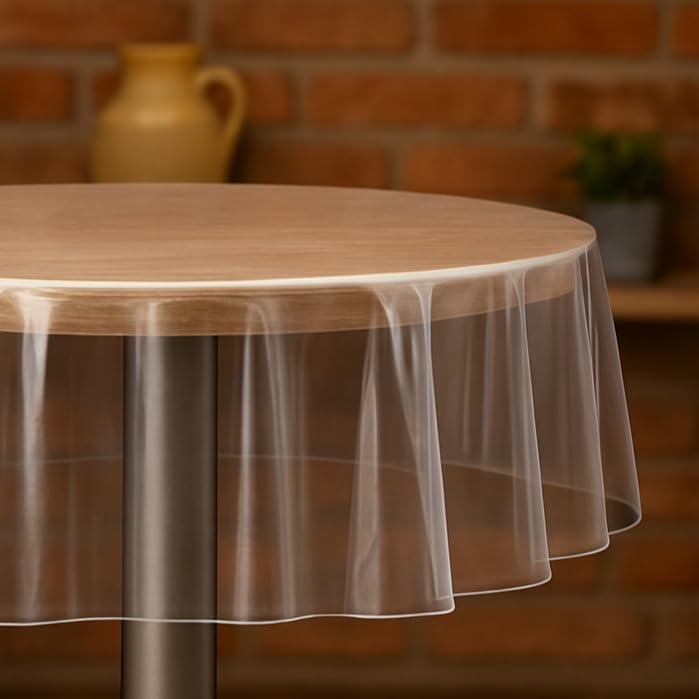 Transparent Protective Table Cover, Round, 95 cm, 0.3 mm