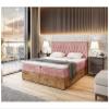 MEBLINI Lofty 6 Box Spring Bed with Storage, Mattress & Topper, 120 x 200 cm, H3, Pink Velvet view 1