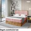 MEBLINI Lofty 6 Box Spring Bed with Storage, Mattress & Topper, 120 x 200 cm, H3, Pink Velvet view 3