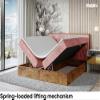 MEBLINI Lofty 6 Box Spring Bed with Storage, Mattress & Topper, 120 x 200 cm, H3, Pink Velvet view 4