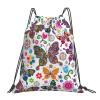 ASEELO Beer Drawstring Backpack, Waterproof, Spring Flowers & Butterflies, One Size view 1
