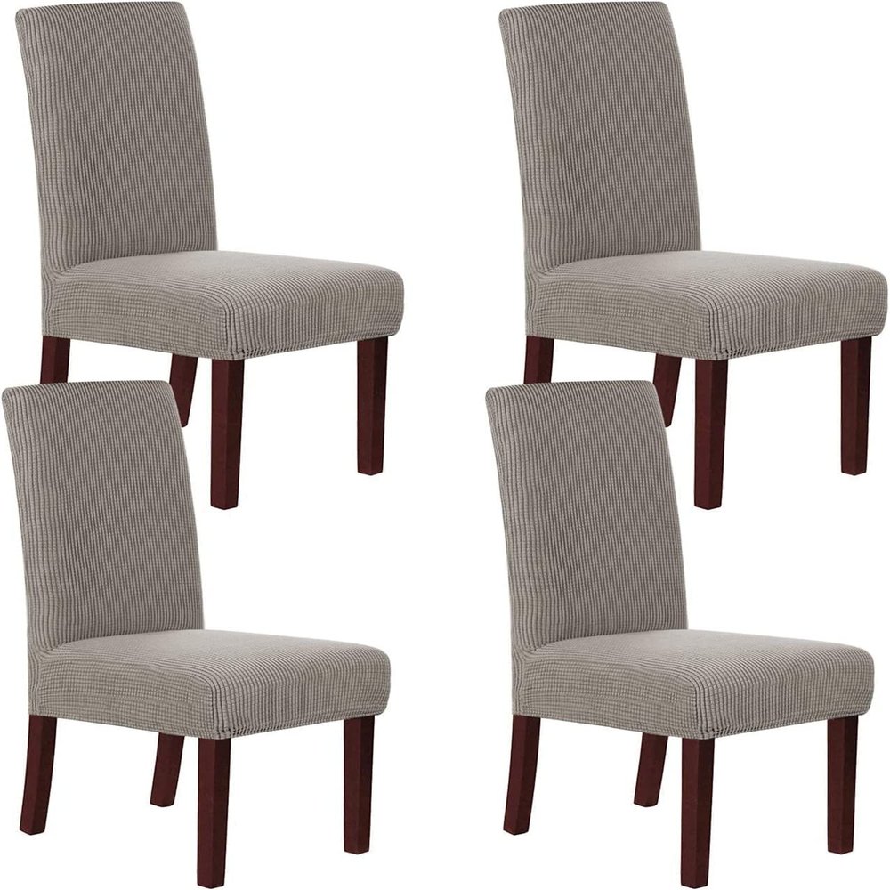 XVBVS Stretch Dining Chair Covers, High-Back, Thickened, Taupe, Size 4
