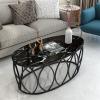 Oval Marble Coffee Table, Modern Iron Side Table, Color 6, 100 x 50 x 45 cm view 2