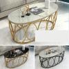 Oval Marble Coffee Table, Modern Iron Side Table, Color 6, 100 x 50 x 45 cm view 3
