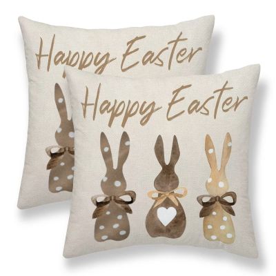 Sunshineyan Easter Pillow Covers, 18 x 18 in, Set of 2, Linen, Bunny Design