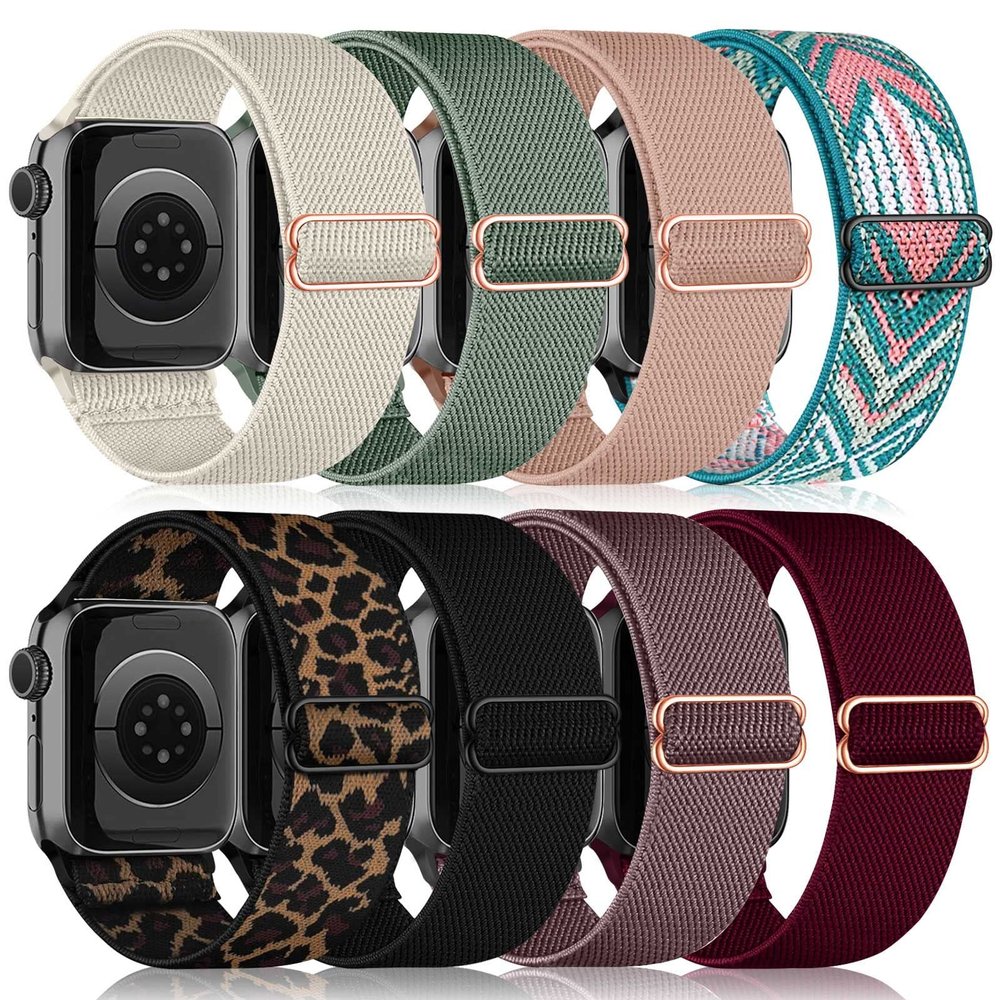 chinbersky 8-Pack Stretch Nylon Loop Bands for Apple Watch