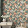 GAULAN 500682057 Non-Woven Wallpaper, Washable Botanical Floral Design on Blue Background, DIN A4 Sample view 1