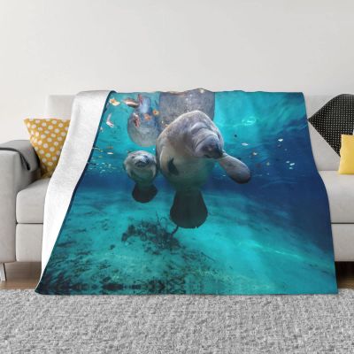 Ocean Animal Manatee Ultra-Soft Flannel Blanket, Lightweight and Warm