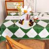Chickwin Washable PVC Tablecloth, Waterproof Checkerboard Plaid, Green and White, 100 x 160 cm view 1