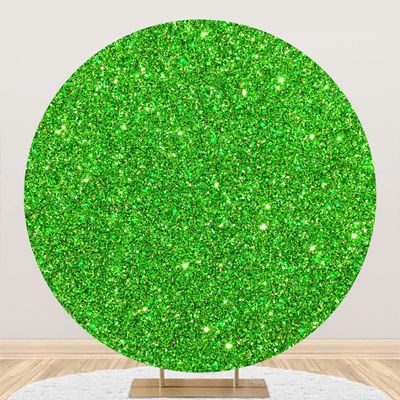 Aoihrraan 220 cm Glitter Green Round Photography Backdrop for St. Patrick’s Day