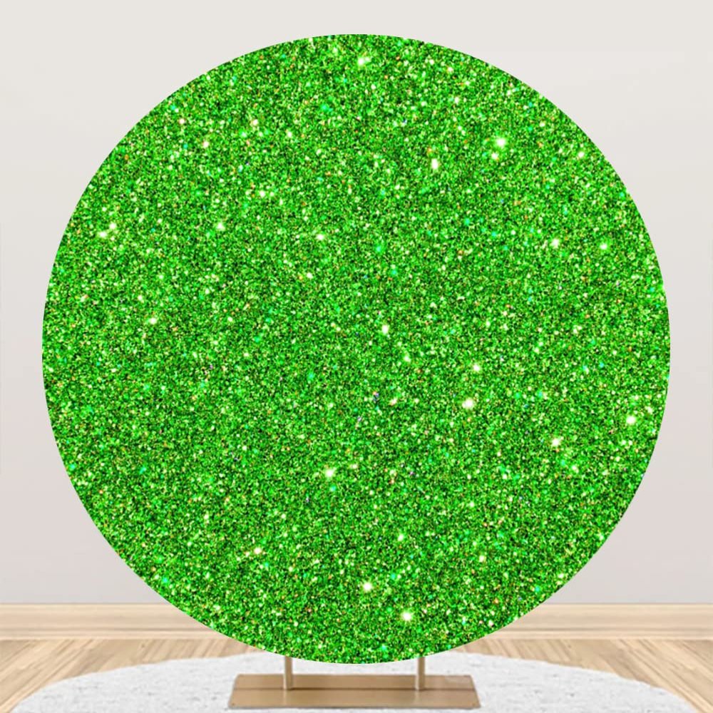 Aoihrraan 220 cm Glitter Green Round Photography Backdrop for St. Patrick’s Day