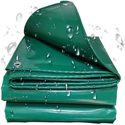 LEOSXA Heavy-Duty Waterproof Tarp 7 x 9 m, Reinforced PVC Poly Tarp with Aluminum Grommets