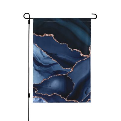 Navy Blue Rose Gold Agate Double-Sided Welcome Garden Flag, 12.5 x 18 Inches