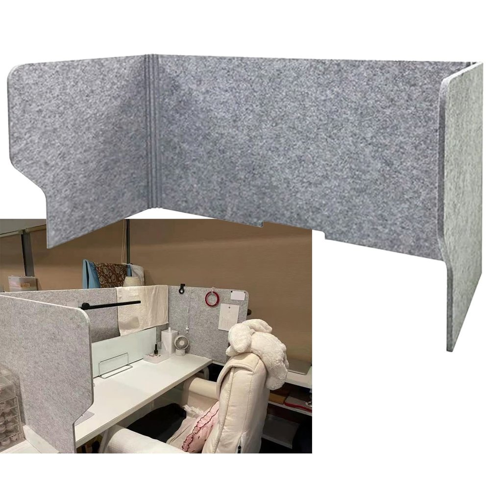 Folding Acoustic Desk Privacy Divider, Gray