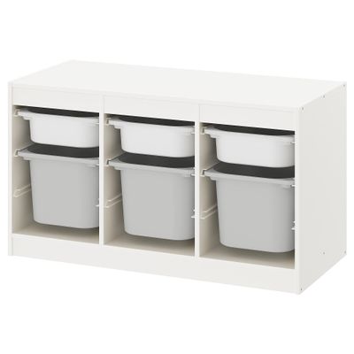 IKEA TROFAST Storage Combination, White/Gray, 99 x 44 x 56 cm
