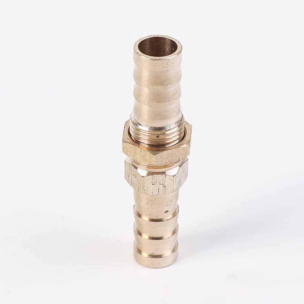 1-Pc. Brass Hose Barb Bulkhead Reducing Straight Adapter, 12 Stable–14 Flexible