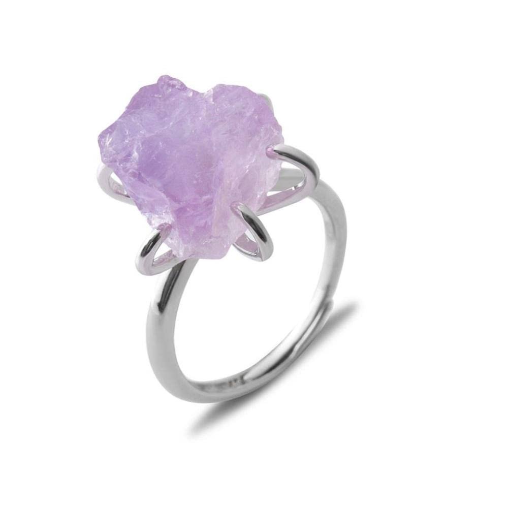 ARTQ Amethyst Natural Stone Ring with Six Prongs