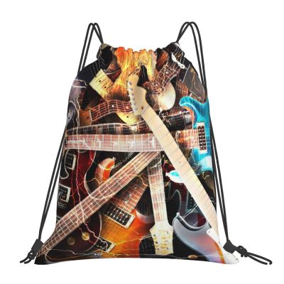 ASEELO Magic E-Guitar Music Drawstring Backpack, Sport & Fitness Bag, Unisex, One Size