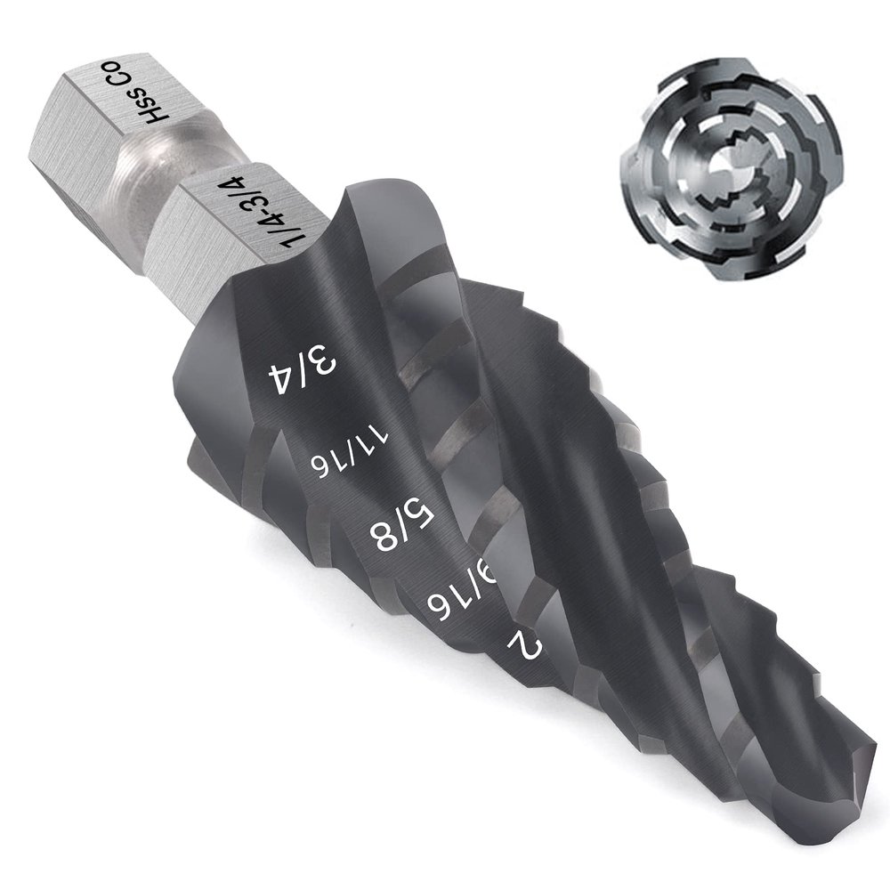MABLEVI M35 4-Flute Cobalt Step Drill Bit, 0.6–1.9 cm