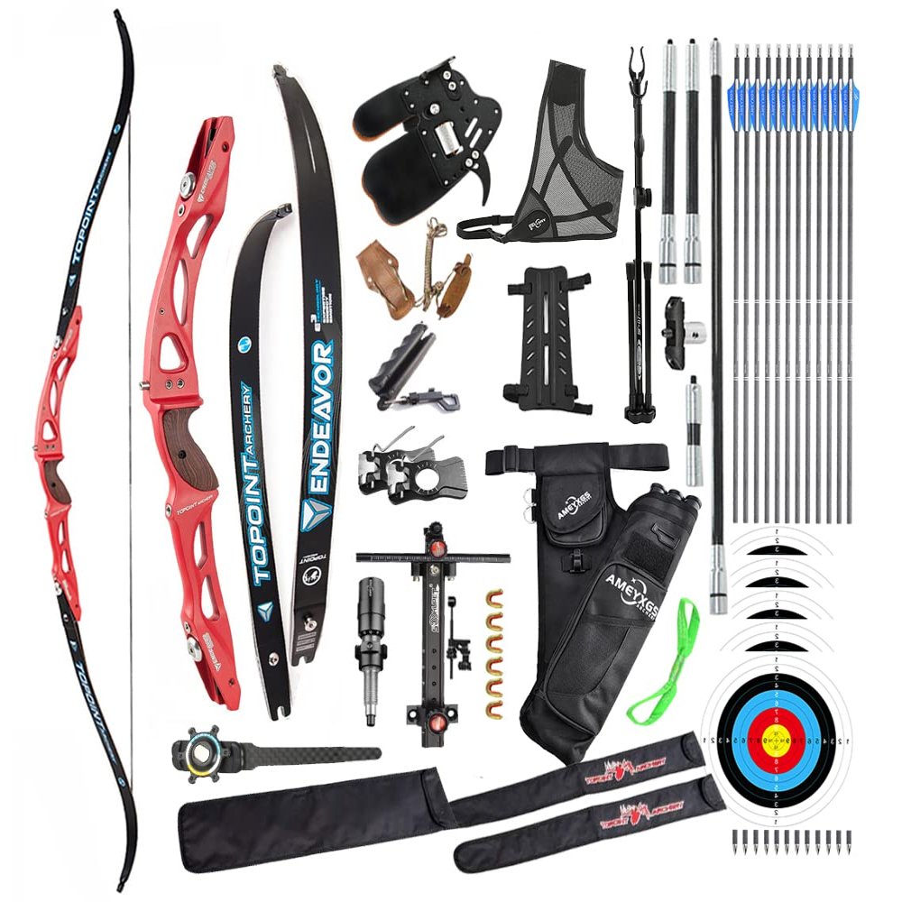 surwolf Recurve Bow Package, 66 in, 24 lb, Right-Handed, Red