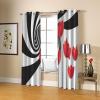 Opaque Printed Curtains, 140 x 160 cm, Black and White Lines with Red Flowers, 2 Panels view 4