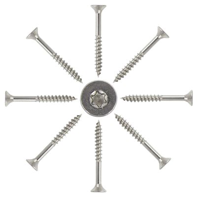 50 Stainless Steel Countersunk Wood Screws, Partial Thread, 6.0 x 100 mm, TX25