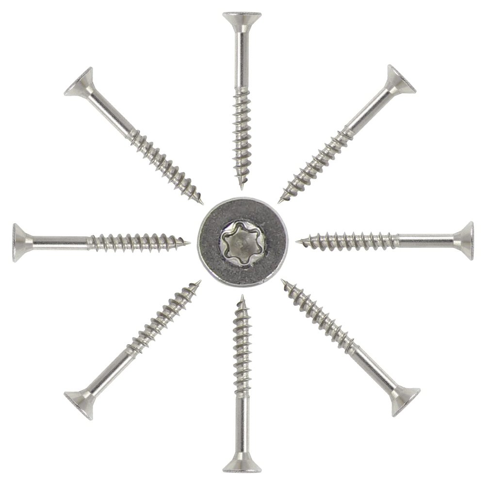 50 Stainless Steel Countersunk Wood Screws, Partial Thread, 6.0 x 100 mm, TX25