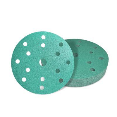 AWAPRO Hook-and-Loop Sanding Discs, 150 mm, P1500, 15-Hole, Green, 25-Pack