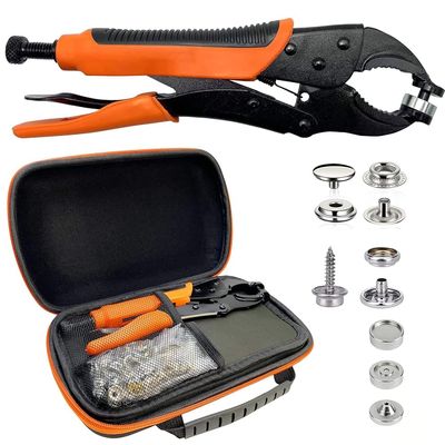 Snap Fastener Set with Tool, 40 Sets of 15 mm Screw-In Snaps
