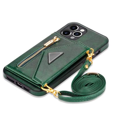 CLLDY Zipper Wallet Case for iPhone 14/13/12 Mini/11/X/XR/XS/Pro Max/7/8 Plus, Green, for iPhone 7