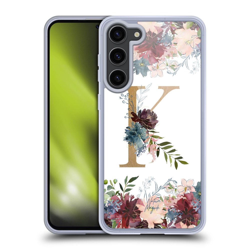 Head Case Designs Official Nature Magick Letter K Floral Monogram Gold Gel Phone Case [Military Protection] Compatible with Samsung Galaxy S23+ 5G