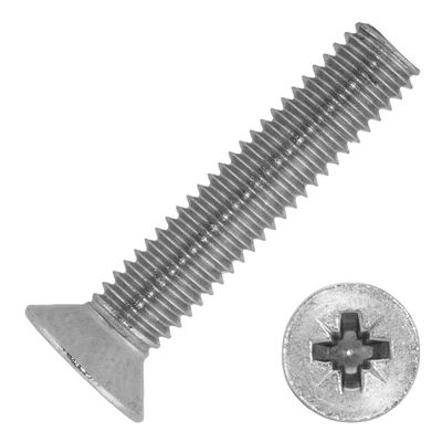Techtanium M6 x 16 mm A2 Stainless Steel Countersunk Screws, Phillips Z, 200-Pack, DIN 965