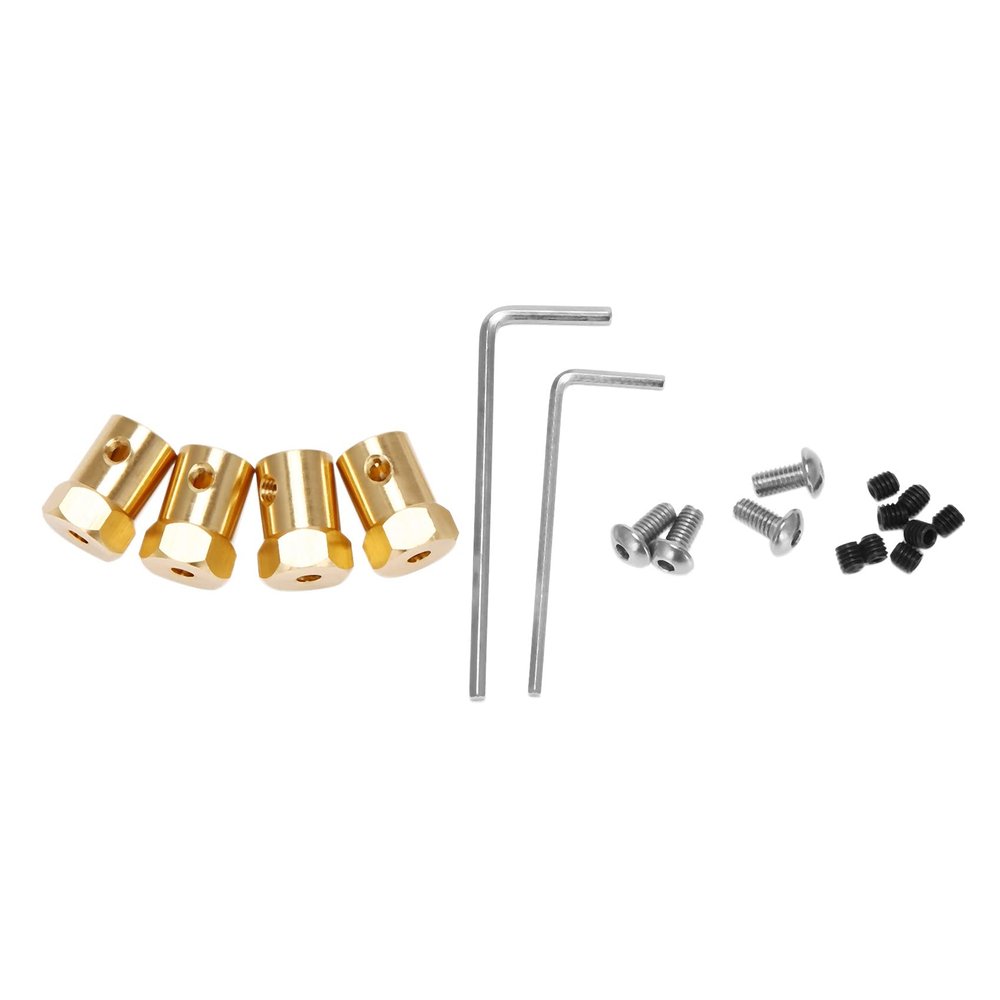 SameeHome Brass Hex Adapters for Wheel Hubs, 4-Piece Set, 5 mm/12 mm, for B14 B16 B24 B36 C14 C24 MN D90 D91 RC Cars