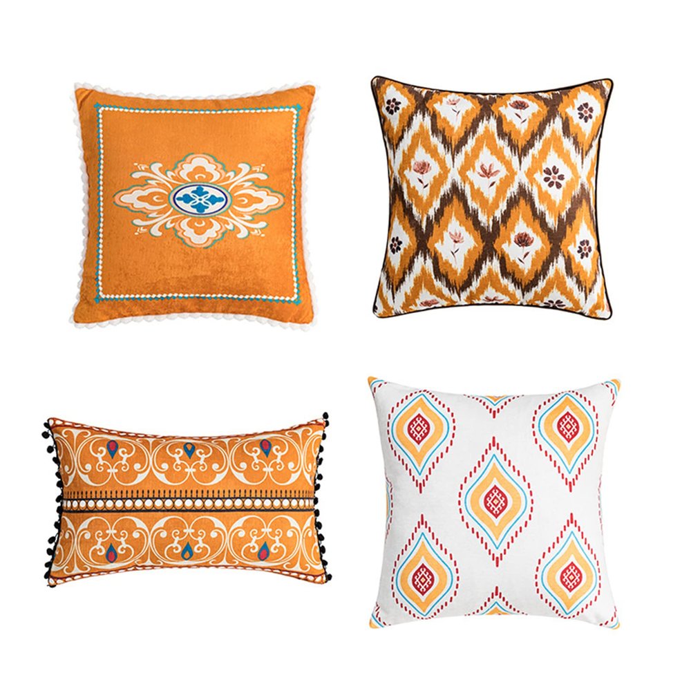 RAJEGAR Bohemian Flower-Pattern Pillow Cover for Sofa, Chair, and Living Room with Hidden Zipper