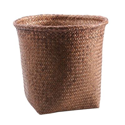 Cabilock 1-Piece Bohemian Woven Rattan Wastebasket