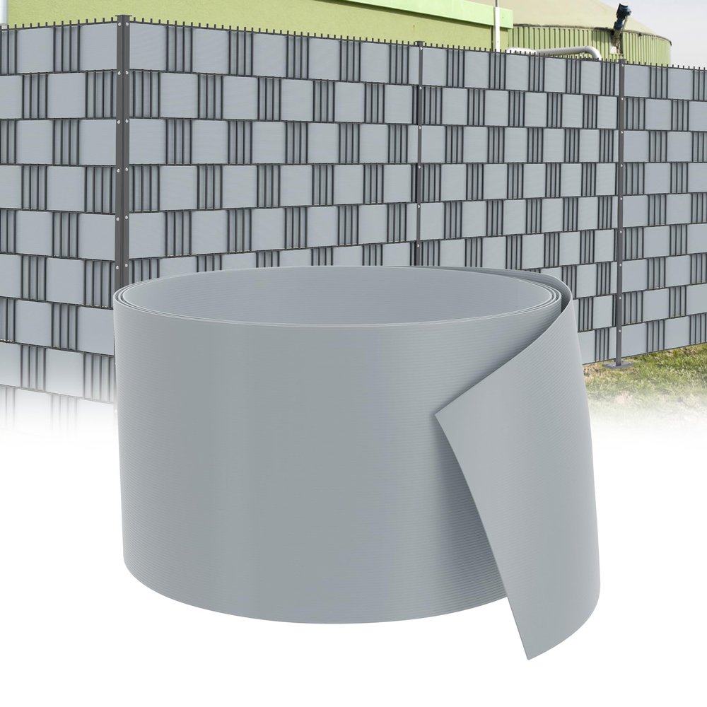 XMTECH Rigid PVC Privacy Strips for Double-Wire Fence Panels, 2.5 m, 30-Pack, Gray