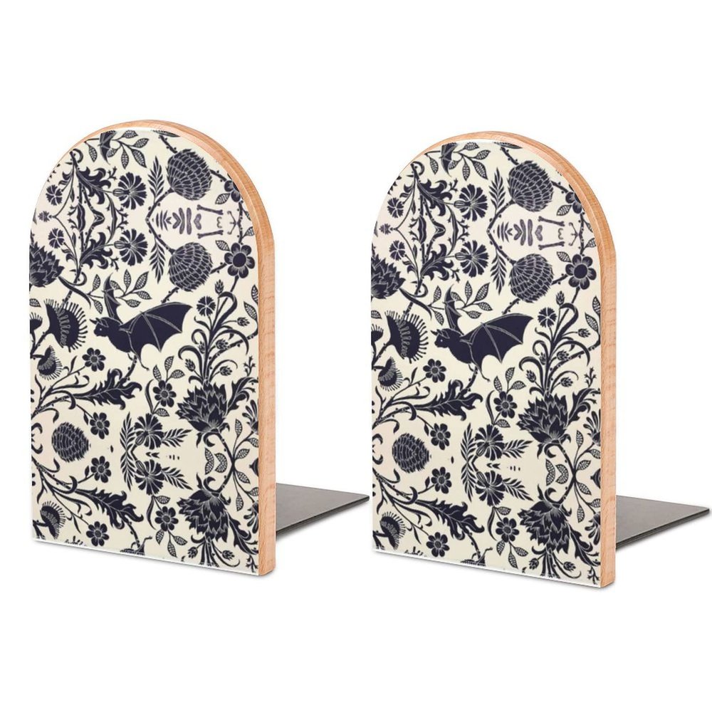 2-Piece Halloween Bat Flower Bookends for Shelves