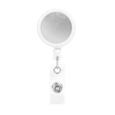 Diagonal Retractable ID Badge Holder, Gray and Silver Glitter