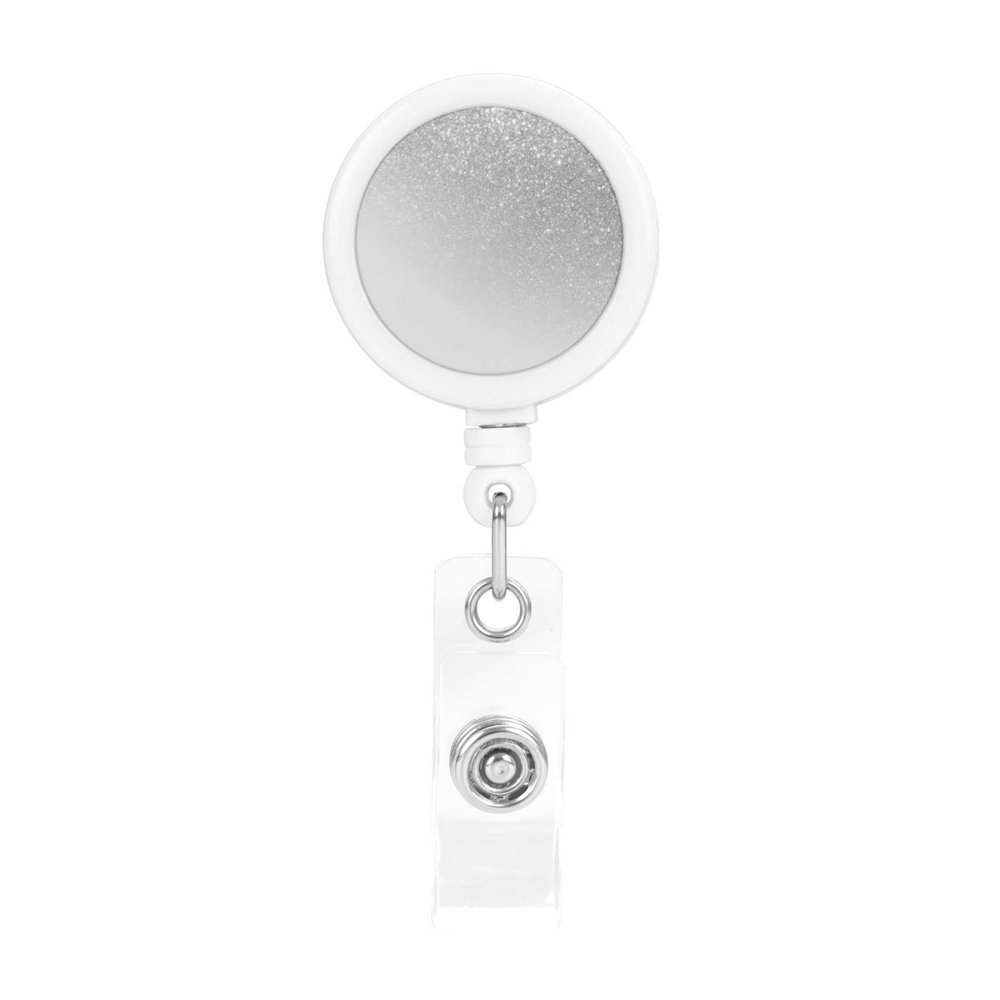 Diagonal Retractable ID Badge Holder, Gray and Silver Glitter