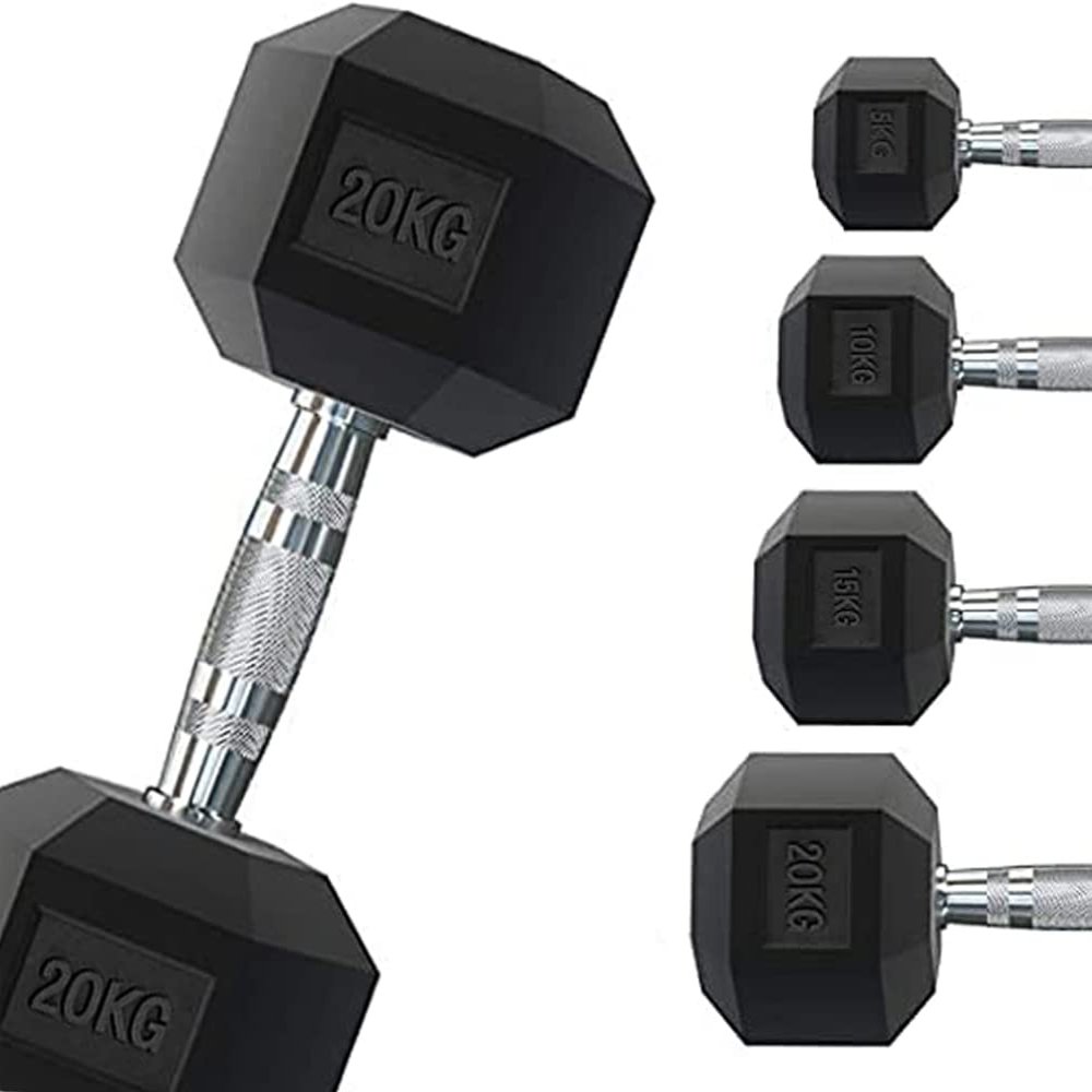 G5 HT SPORT Professional Rubber-Coated Hex Dumbbell, 1–50 kg | Weightlifting for Gym or Home Gym | Ergonomic Non-Slip Grip | Sold Individually (2 x 10 kg)