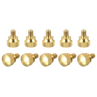 sourcing map 10-Pack M4 x 6 mm Brass Knurled Shoulder Screws