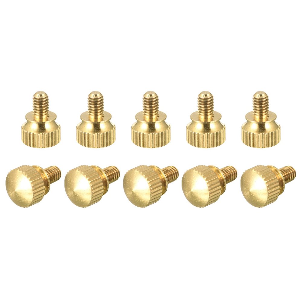 sourcing map 10-Pack M4 x 6 mm Brass Knurled Shoulder Screws