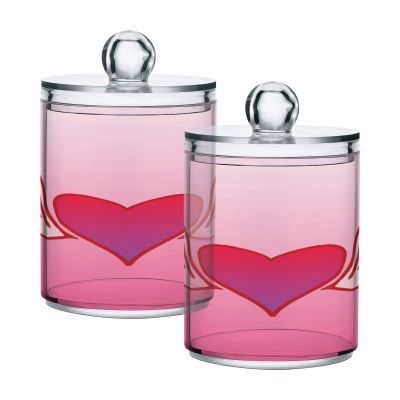 JUMBEAR Pink Q-Tip Holder Organizer, Love with Wings, 2-Pack